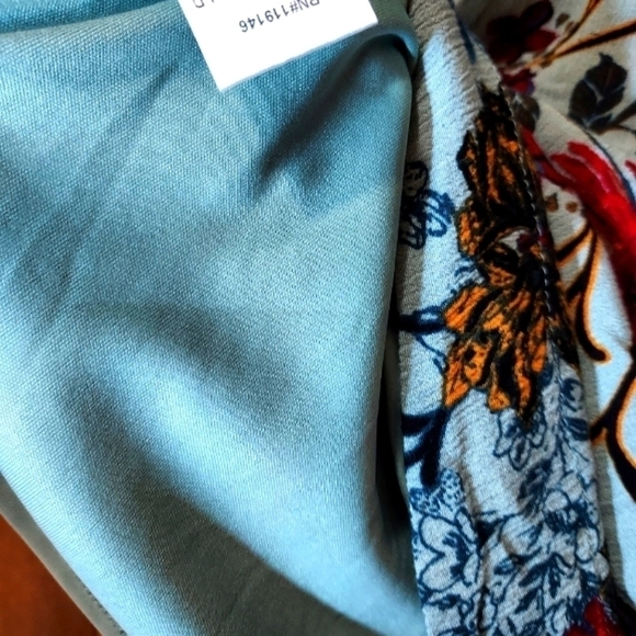 Jodifl Small boho babydoll Dress vneck lined blue/green soft colors , pockets - Picture 6 of 15